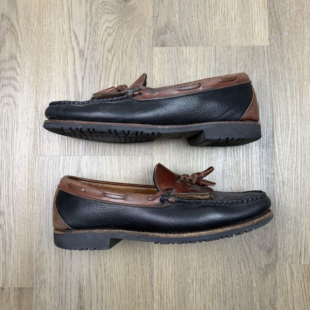 Allen Edmonds Nashua Shoes Mens Size 10.5 D Brown Black Leather Tassel Loafers - Picture 8 of 10